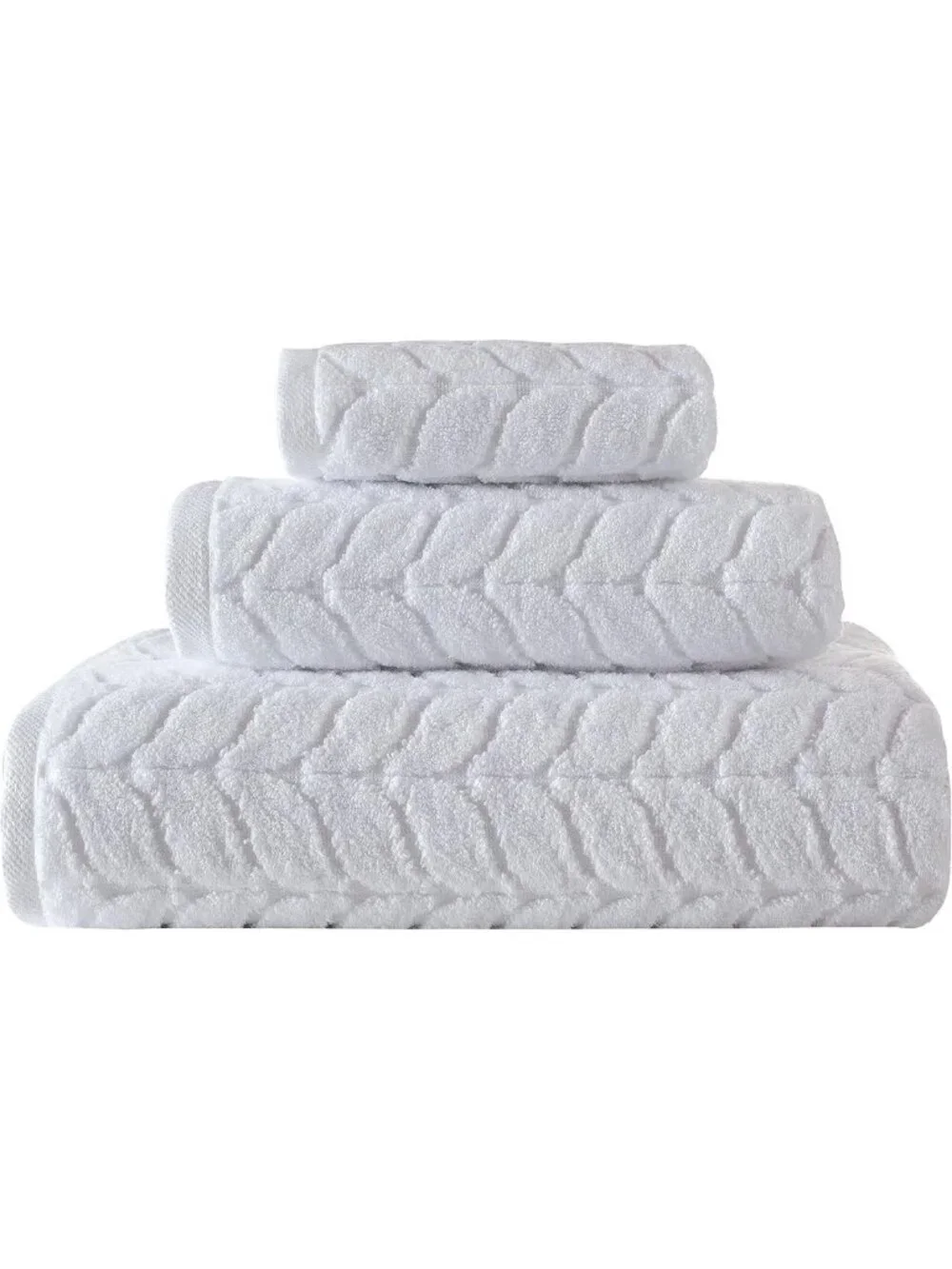 Luxury Turkish Cotton Bath & Hand Towels Set - Soft Plush Jacquard, 6 Pieces